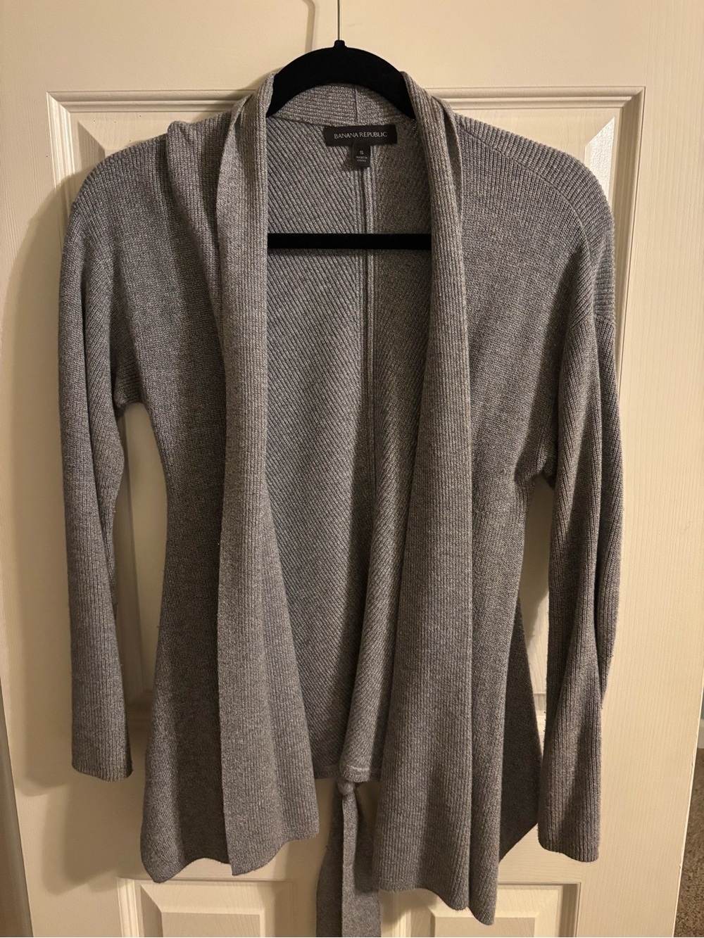 Banana Republic Light Gray Drape Front Open Cardigan